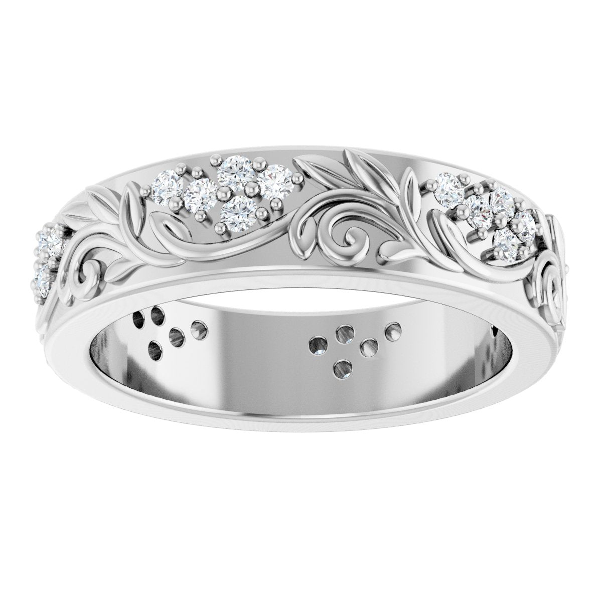 1/2 Ctw Lab-Grown Diamond Floral Band - White Gold - Lab Grown Diamond