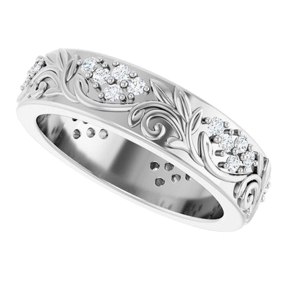 1/2 Ctw Lab-Grown Diamond Floral Band - White Gold - Lab Grown Diamond