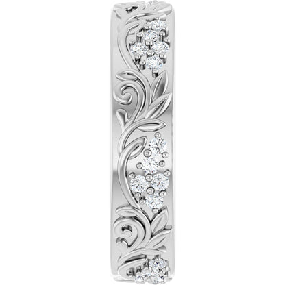 1/2 Ctw Lab-Grown Diamond Floral Band - White Gold - Lab Grown Diamond