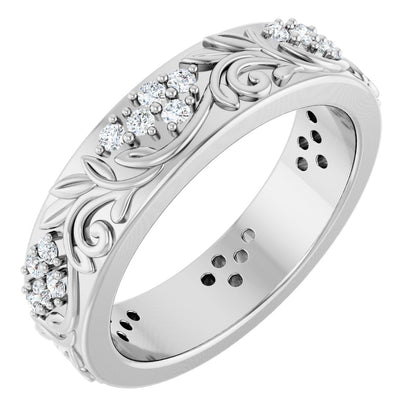 1/2 Ctw Lab-Grown Diamond Floral Band - White Gold - Lab Grown Diamond
