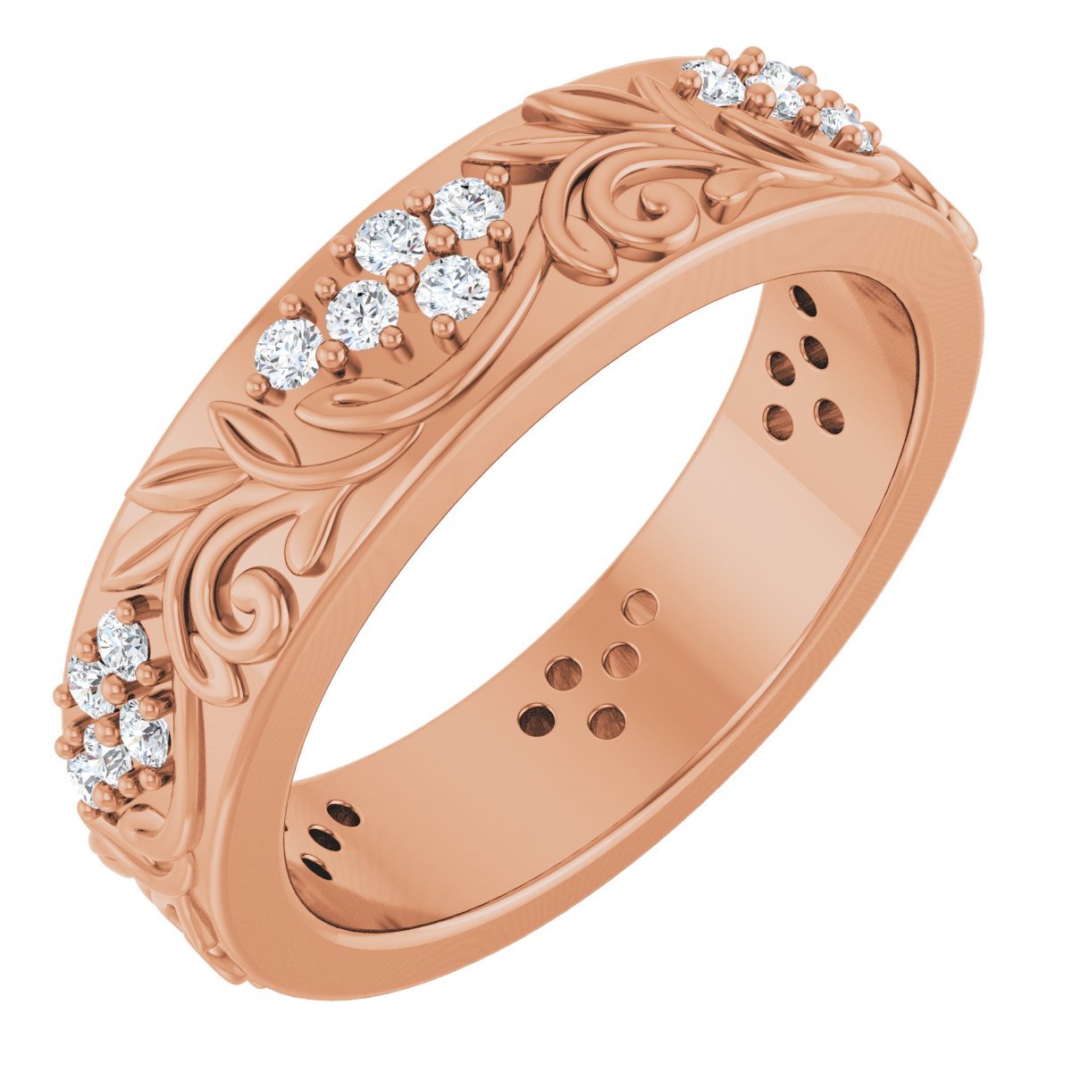 1/2 Ctw Lab-Grown Diamond Floral Band