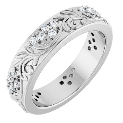 1/2 Ctw Lab-Grown Diamond Floral Band - White Gold - Lab Grown Diamond