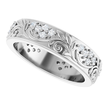 1/2 Ctw Lab-Grown Diamond Floral Band - White Gold - Lab Grown Diamond