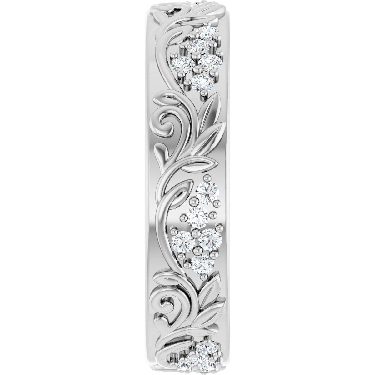 1/2 Ctw Lab-Grown Diamond Floral Band - White Gold - Lab Grown Diamond