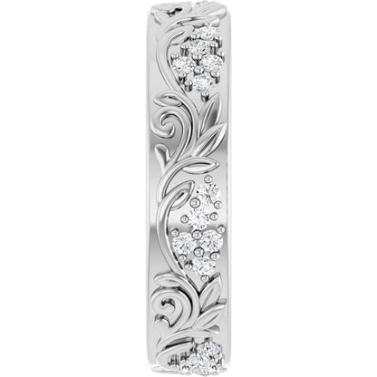 1/2 Ctw Lab-Grown Diamond Floral Band - White Gold - Lab Grown Diamond