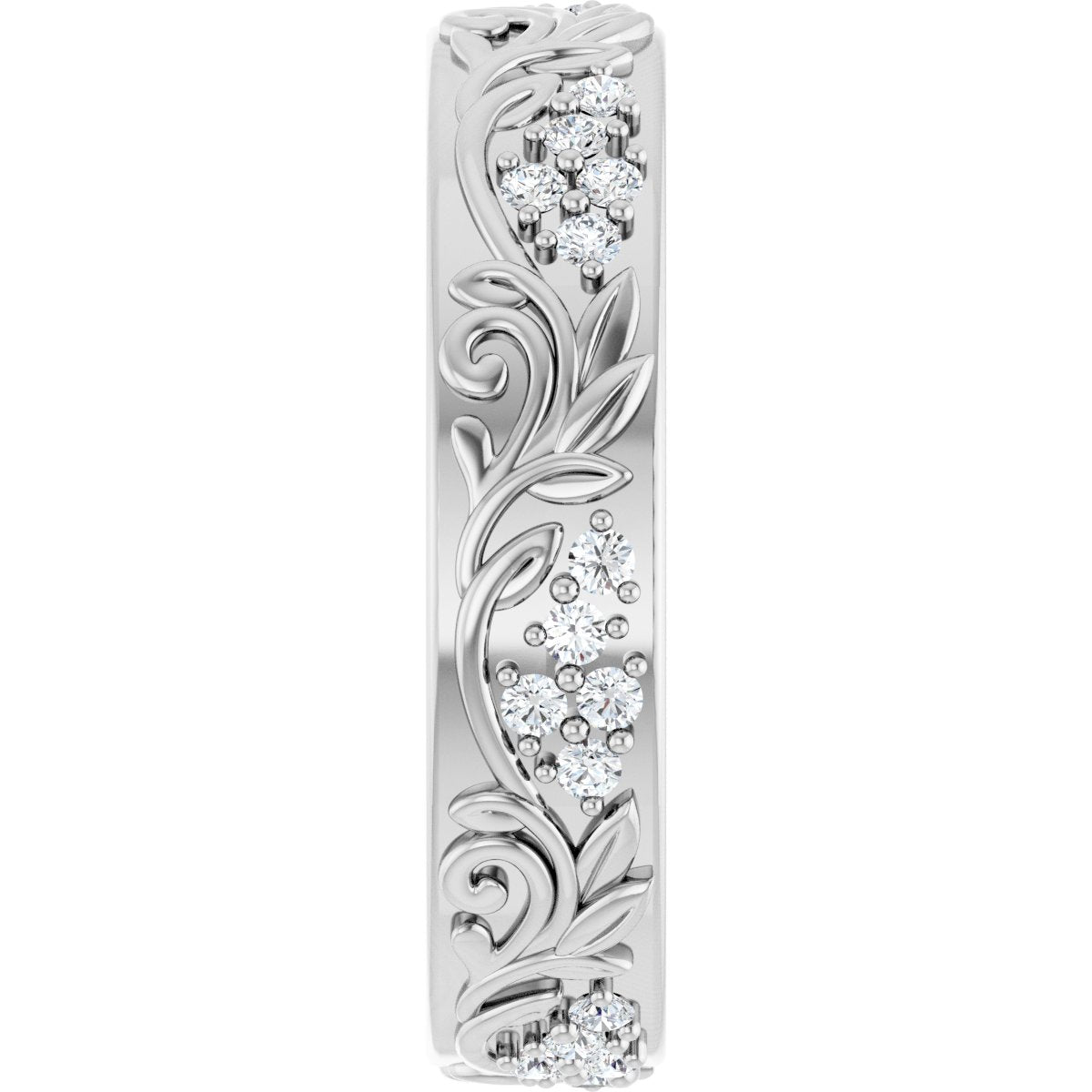1/2 Ctw Lab-Grown Diamond Floral Band - White Gold - Lab Grown Diamond