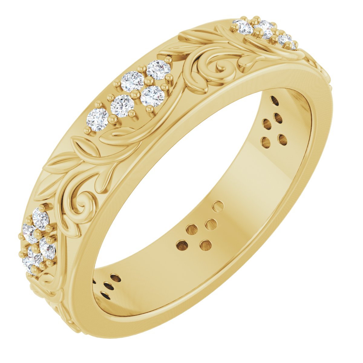 1/2 Ctw Lab-Grown Diamond Floral Band