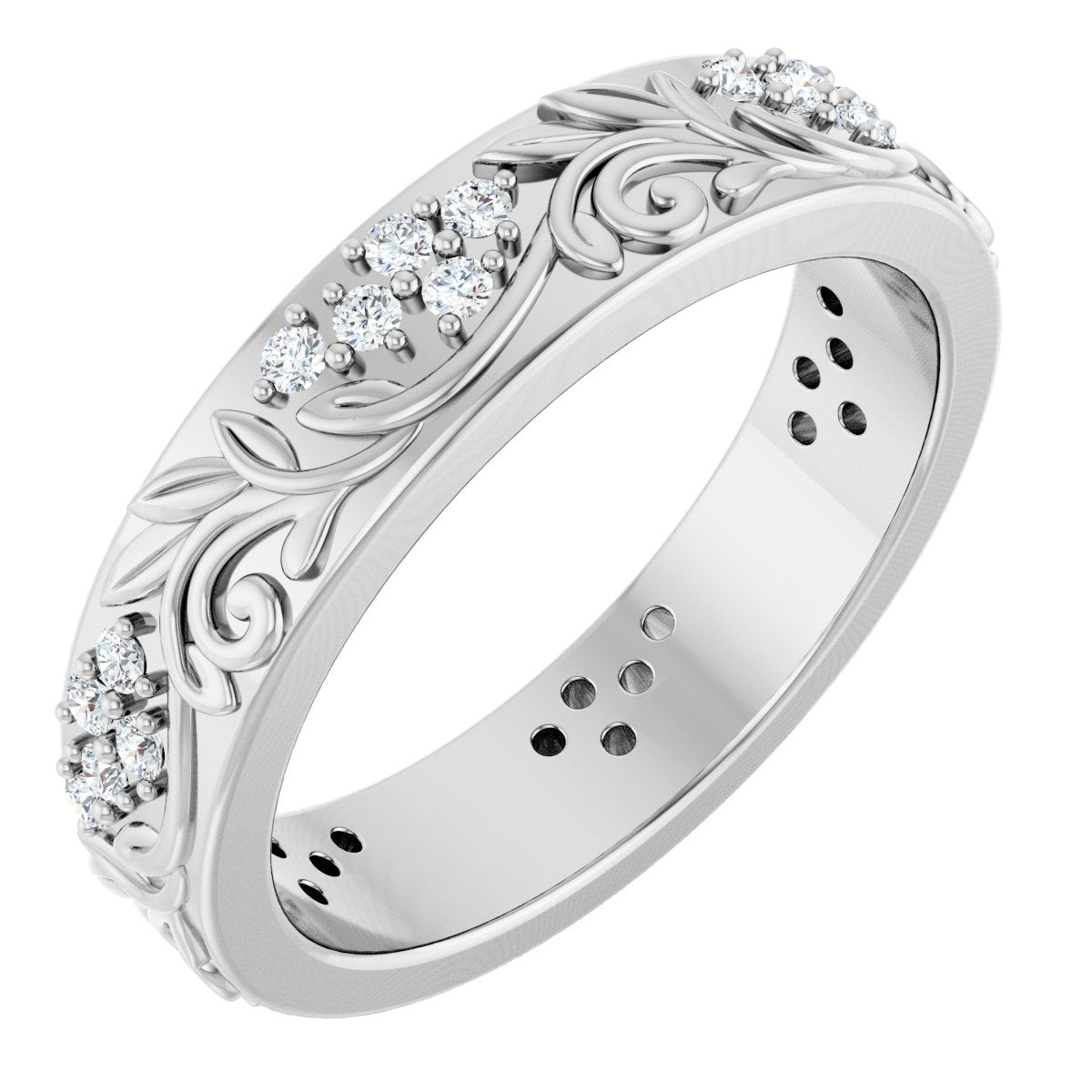 1/2 Ctw Lab-Grown Diamond Floral Band - White Gold - Lab Grown Diamond
