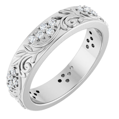 1/2 Ctw Lab-Grown Diamond Floral Band - White Gold - Lab Grown Diamond