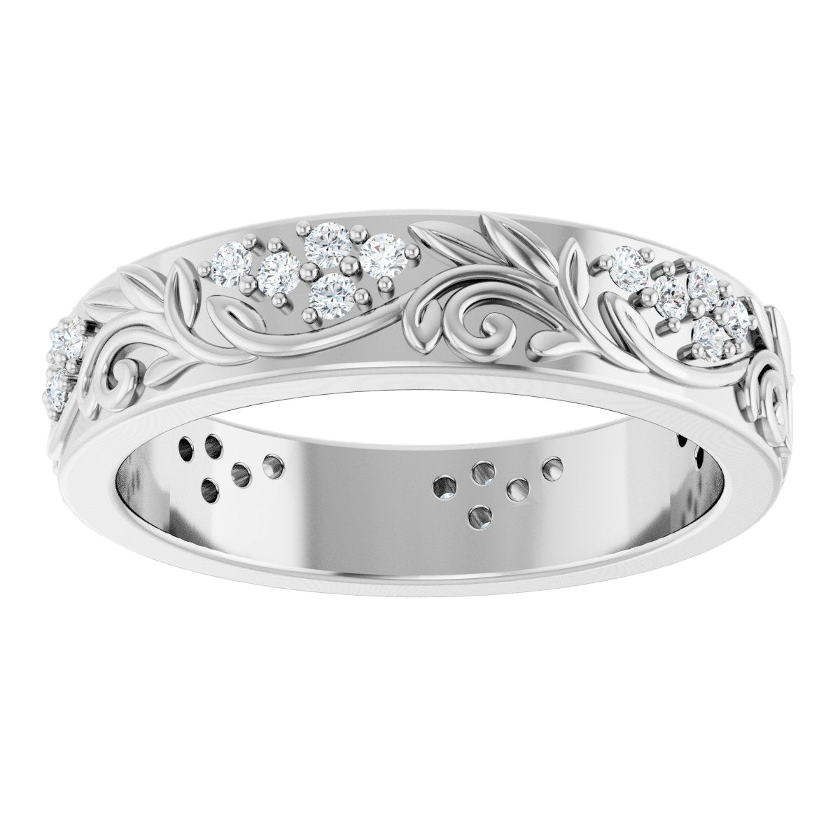 1/2 Ctw Lab-Grown Diamond Floral Band - White Gold - Lab Grown Diamond