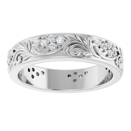 1/2 Ctw Lab-Grown Diamond Floral Band - White Gold - Lab Grown Diamond