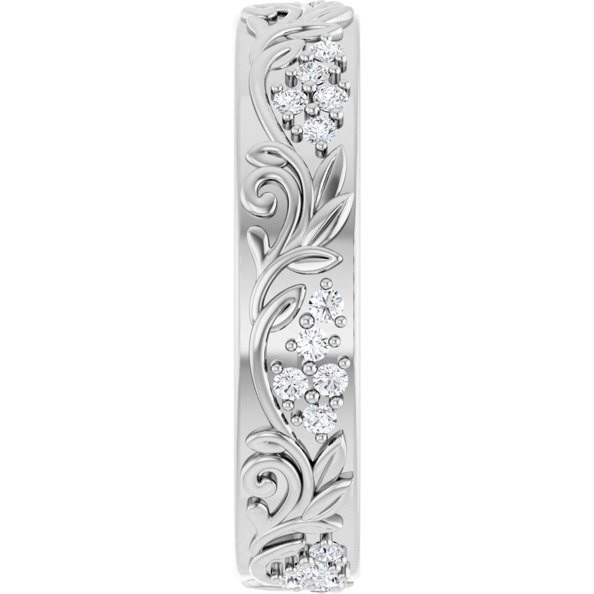 1/2 Ctw Lab-Grown Diamond Floral Band - White Gold - Lab Grown Diamond