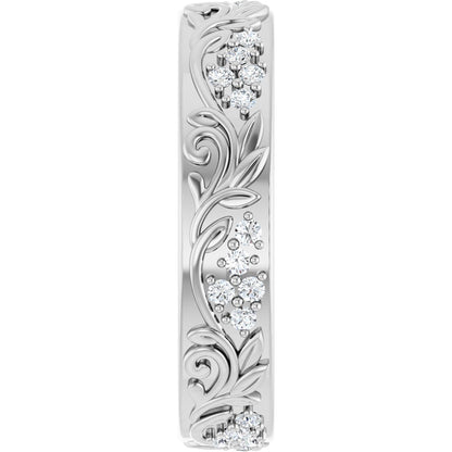 1/2 Ctw Lab-Grown Diamond Floral Band - White Gold - Lab Grown Diamond