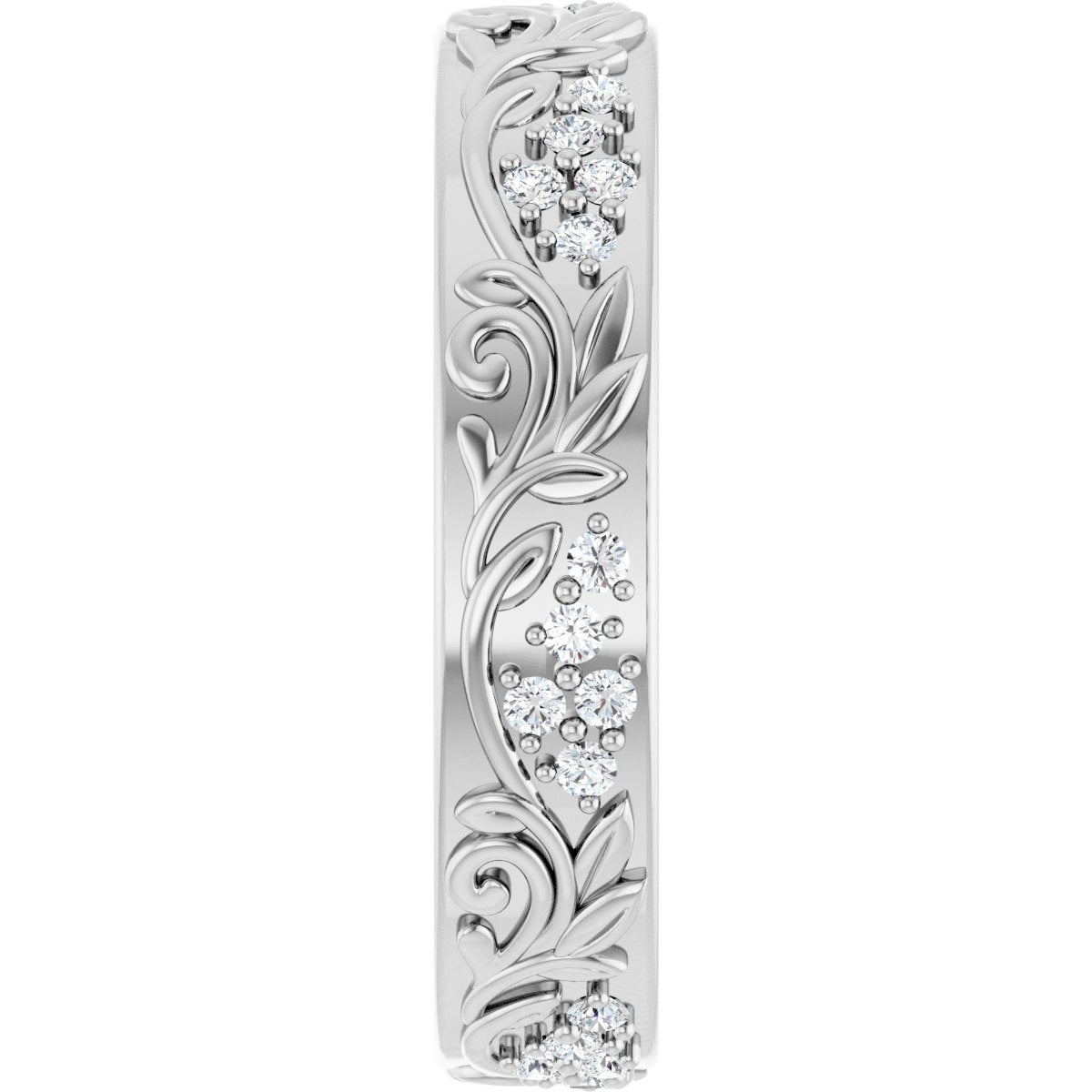 1/2 Ctw Lab-Grown Diamond Floral Band - White Gold - Lab Grown Diamond