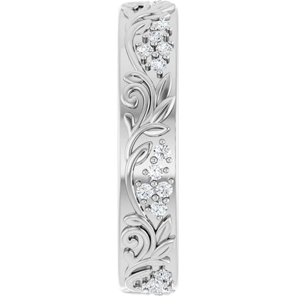 1/2 Ctw Lab-Grown Diamond Floral Band - White Gold - Lab Grown Diamond