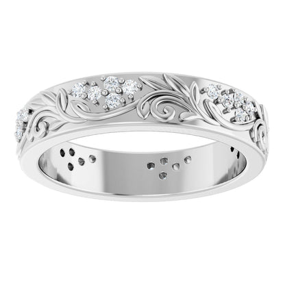 1/2 Ctw Lab-Grown Diamond Floral Band - White Gold - Lab Grown Diamond