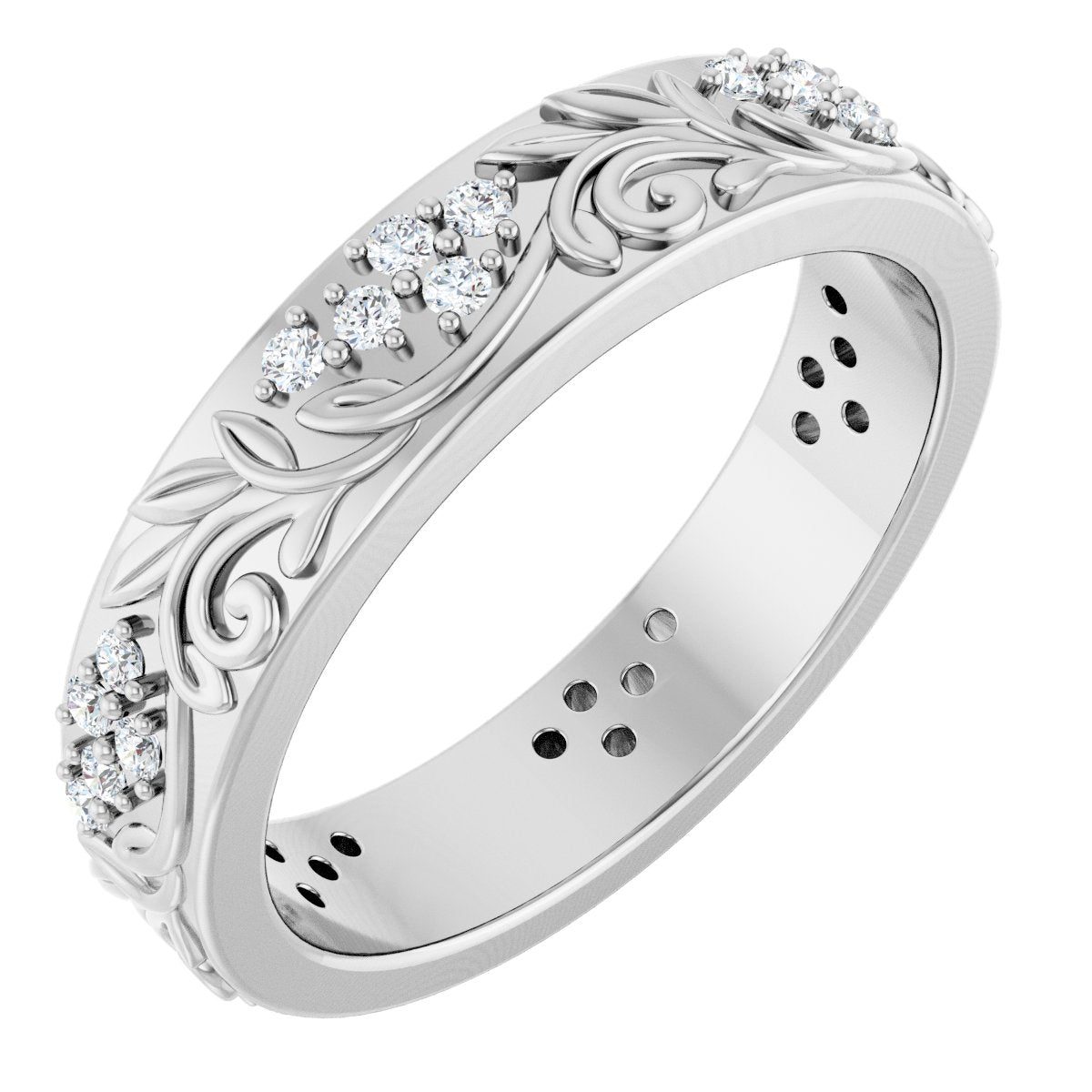 1/2 Ctw Lab-Grown Diamond Floral Band - White Gold - Lab Grown Diamond