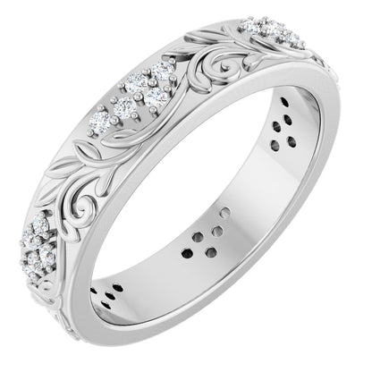 1/2 Ctw Lab-Grown Diamond Floral Band - White Gold - Lab Grown Diamond