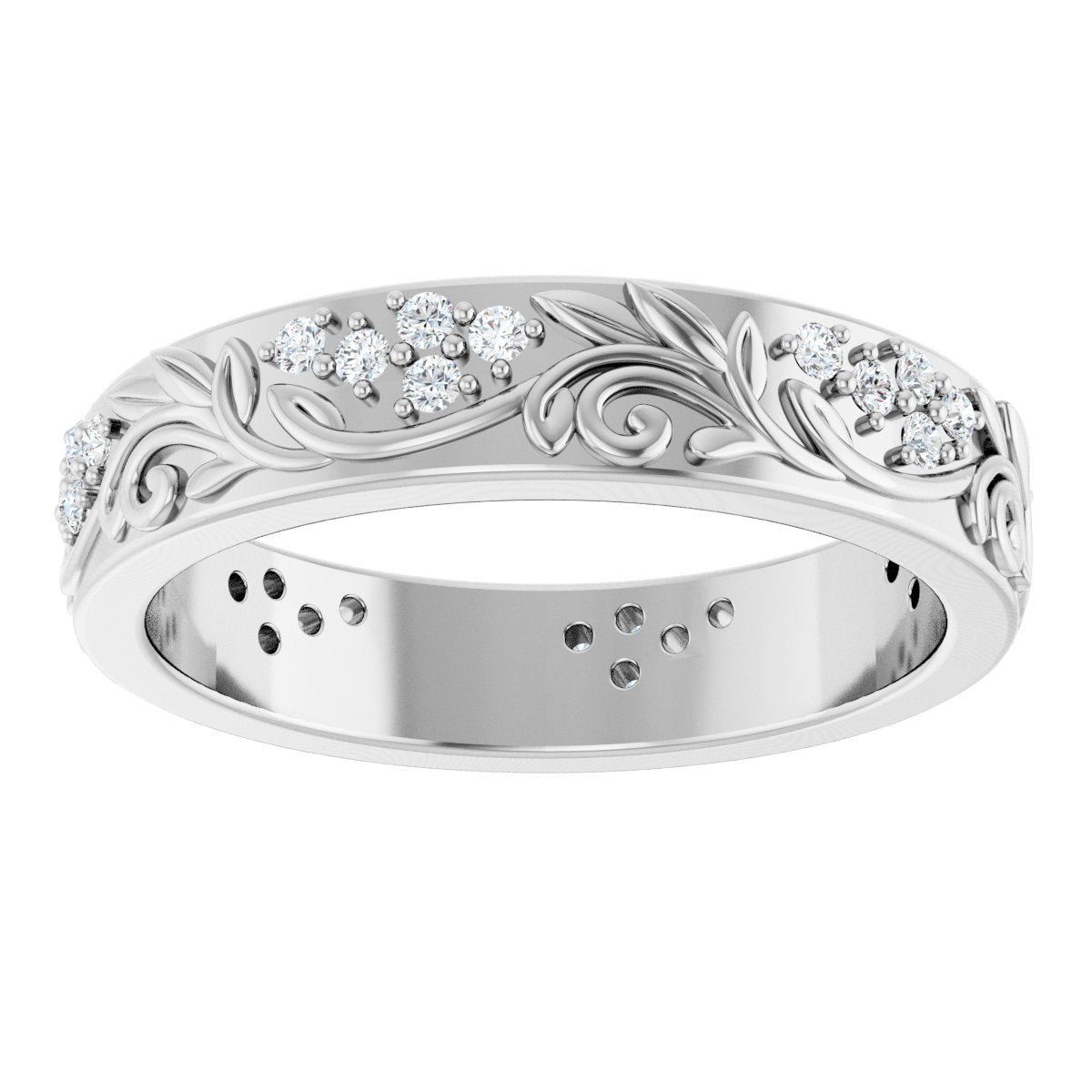 1/2 Ctw Lab-Grown Diamond Floral Band - White Gold - Lab Grown Diamond