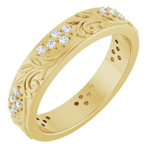 1/2 Ctw Lab-Grown Diamond Floral Band