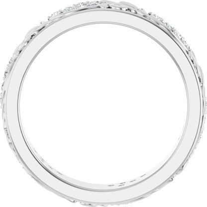 1/2 Ctw Lab-Grown Diamond Floral Band - White Gold - Lab Grown Diamond