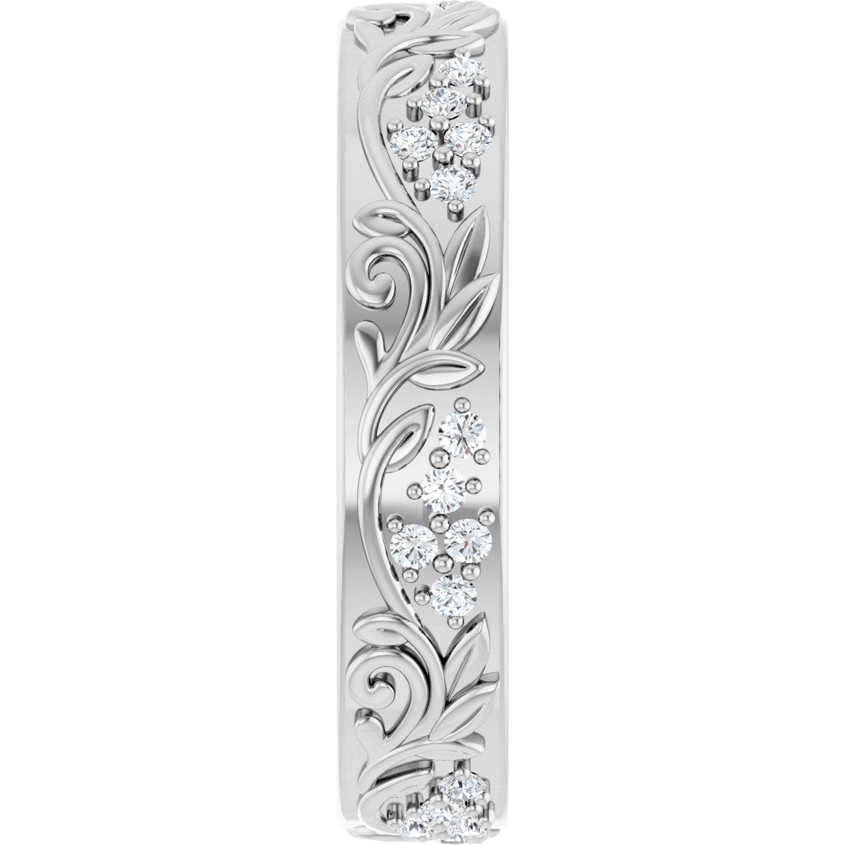 1/2 Ctw Lab-Grown Diamond Floral Band - White Gold - Lab Grown Diamond