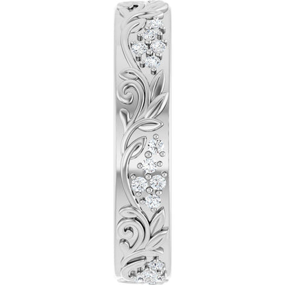 1/2 Ctw Lab-Grown Diamond Floral Band - White Gold - Lab Grown Diamond