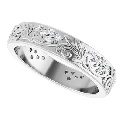1/2 Ctw Lab-Grown Diamond Floral Band - White Gold - Lab Grown Diamond