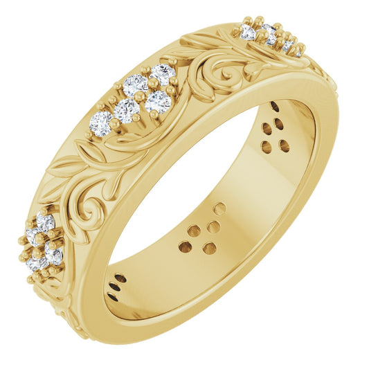 1/2 Ctw Lab-Grown Diamond Floral Band