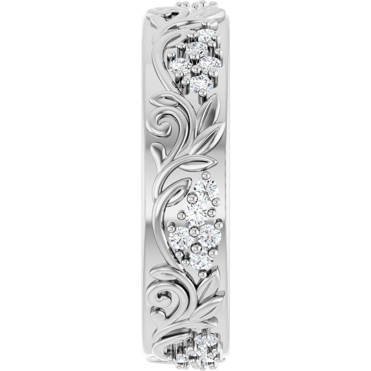 1/2 Ctw Lab-Grown Diamond Floral Band - White Gold - Lab Grown Diamond