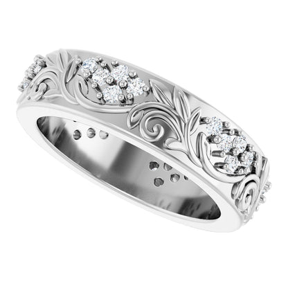 1/2 Ctw Lab-Grown Diamond Floral Band - White Gold - Lab Grown Diamond