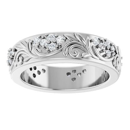 1/2 Ctw Lab-Grown Diamond Floral Band - White Gold - Lab Grown Diamond