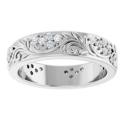 1/2 Ctw Lab-Grown Diamond Floral Band - White Gold - Lab Grown Diamond