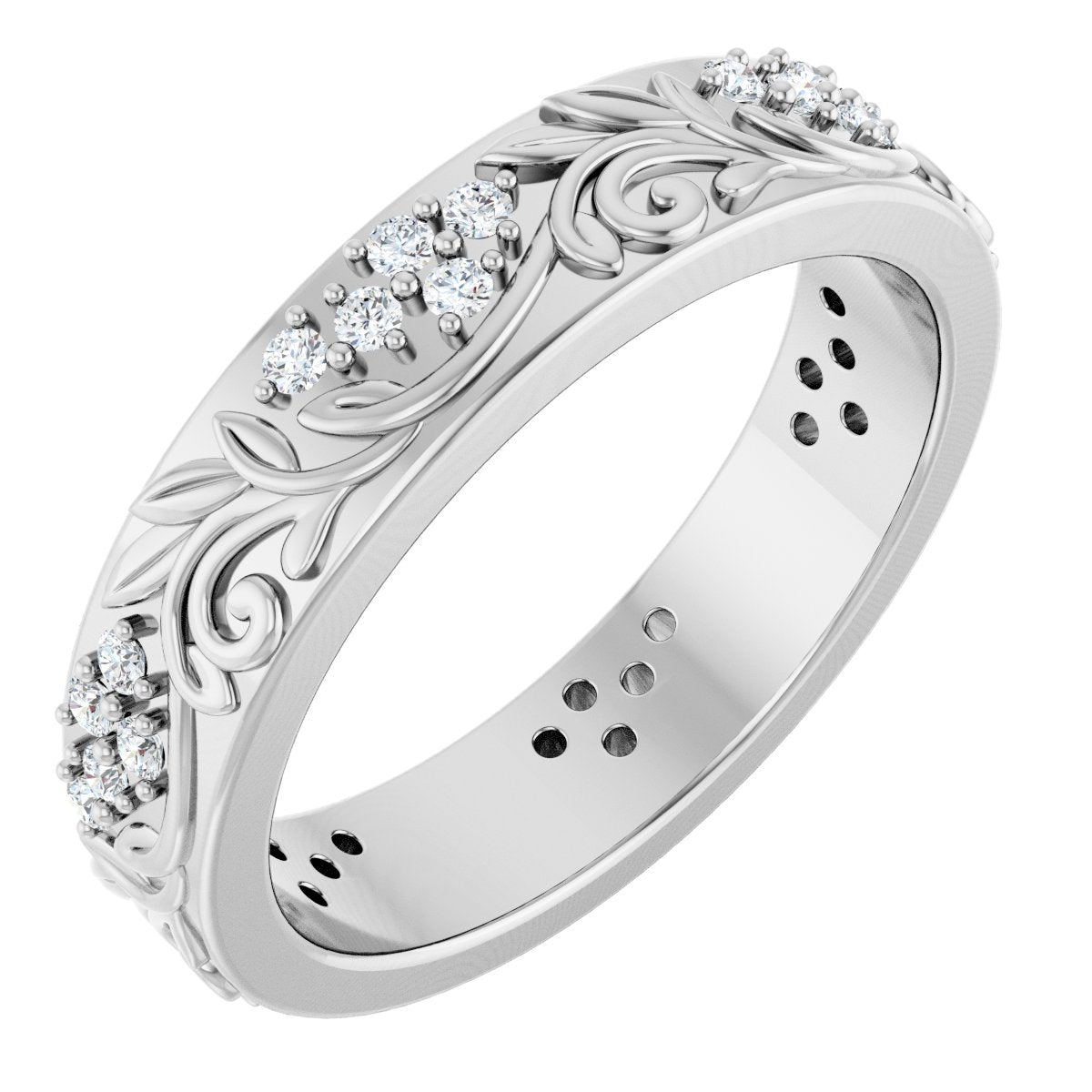 1/2 Ctw Lab-Grown Diamond Floral Band - White Gold - Lab Grown Diamond