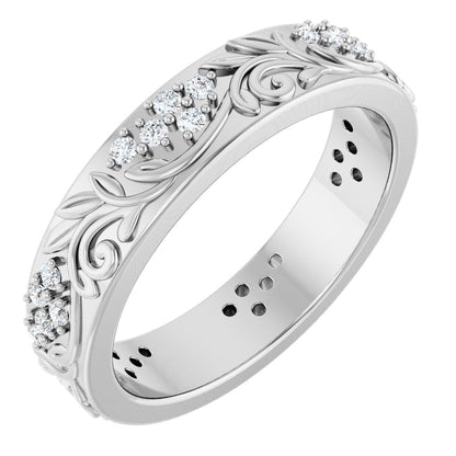 1/2 Ctw Lab-Grown Diamond Floral Band - White Gold - Lab Grown Diamond