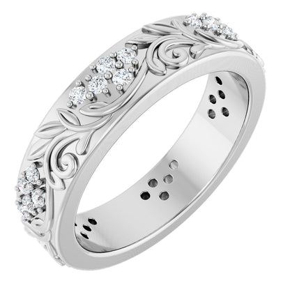 1/2 Ctw Lab-Grown Diamond Floral Band - White Gold - Lab Grown Diamond