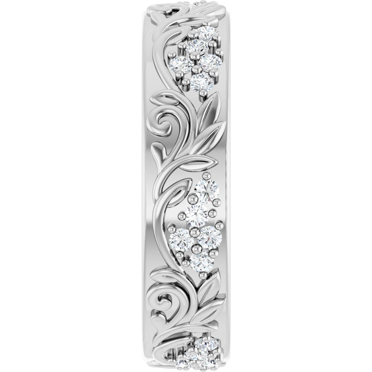 1/2 Ctw Lab-Grown Diamond Floral Band - White Gold - Lab Grown Diamond