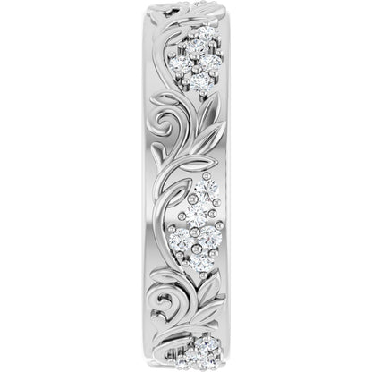 1/2 Ctw Lab-Grown Diamond Floral Band - White Gold - Lab Grown Diamond