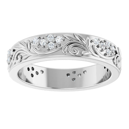 1/2 Ctw Lab-Grown Diamond Floral Band - White Gold - Lab Grown Diamond