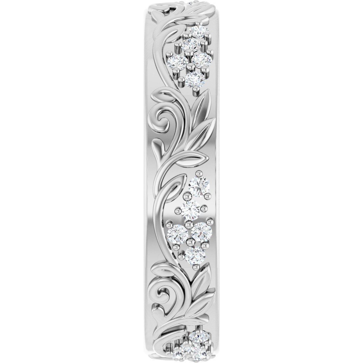 1/2 Ctw Lab-Grown Diamond Floral Band - White Gold - Lab Grown Diamond