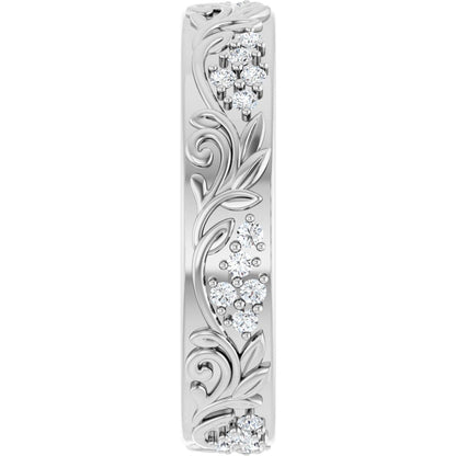 1/2 Ctw Lab-Grown Diamond Floral Band - White Gold - Lab Grown Diamond
