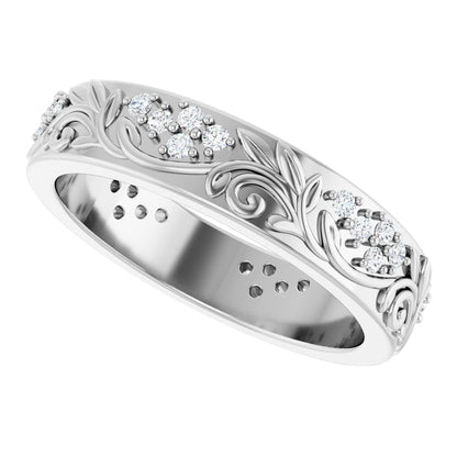 1/2 Ctw Lab-Grown Diamond Floral Band - White Gold - Lab Grown Diamond