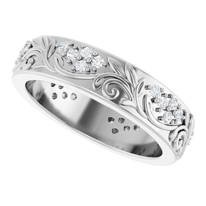 1/2 Ctw Lab-Grown Diamond Floral Band - White Gold - Lab Grown Diamond