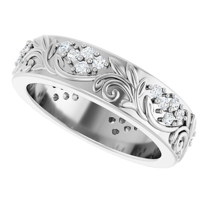 1/2 Ctw Lab-Grown Diamond Floral Band - White Gold - Lab Grown Diamond