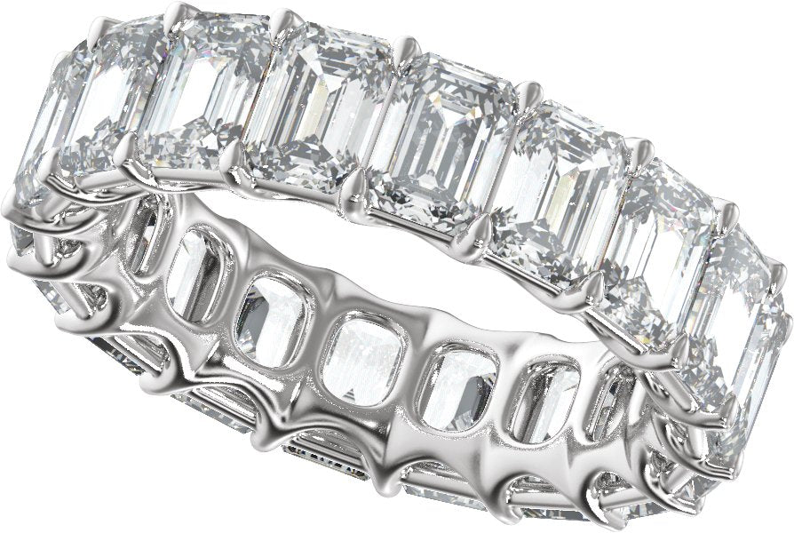 9 1/3 Ctw Emerald Lab-Grown Diamond Low Profile Eternity Band - White Gold - Lab Grown Diamond