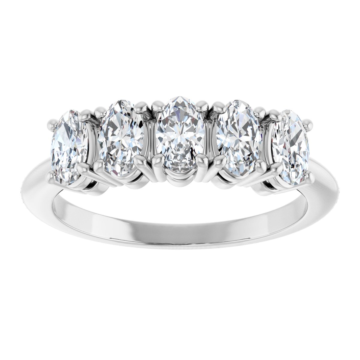 9/10 Ctw Oval Lab-Grown Diamond Anniversary Band - White Gold - Lab Grown Diamond