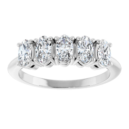 9/10 Ctw Oval Lab-Grown Diamond Anniversary Band - White Gold - Lab Grown Diamond