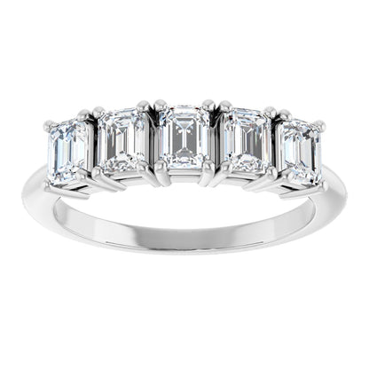 1 1/4 Ctw Emerald Lab-Grown Diamond Anniversary Band - White Gold - Lab Grown Diamond