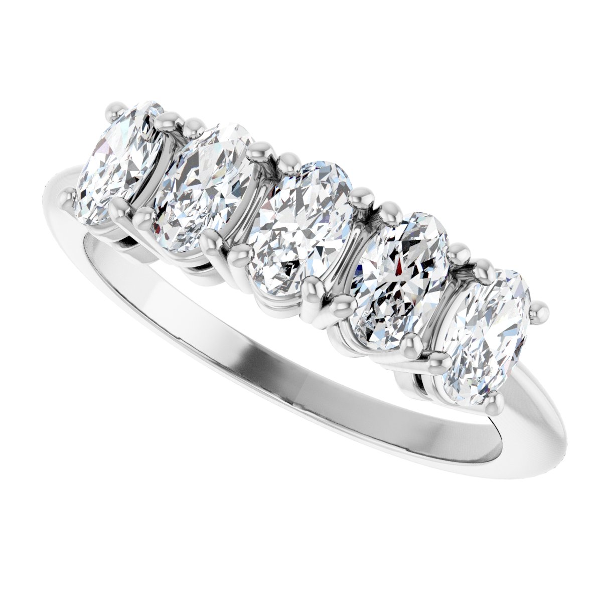 9/10 Ctw Oval Lab-Grown Diamond Anniversary Band - White Gold - Lab Grown Diamond