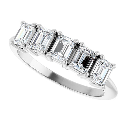 1 1/4 Ctw Emerald Lab-Grown Diamond Anniversary Band - White Gold - Lab Grown Diamond
